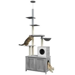 Chery Life Cat Tree With Litter Box Enclosure, 2 In 1 Floor To Ceiling Cat Tower With Condo, Bed, Hammock, Scratching Posts, And Platforms, Gray 17 Chery Life Cat Tree With Litter Box Enclosure, 2 In 1 Floor To Ceiling Cat Tower With Condo, Bed, Hammock, Scratching Posts, And Platforms, Gray -BlueBuffalo Sales Store GUEST ed18843f 6be1 4e8f af84 604c6d36f1b9 3