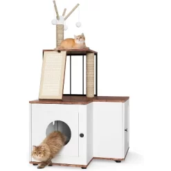 Wooden Cat Tree With Litter Box Enclosure 48.8", 2-in-1 Cat Tower With Storage Cabinet, Scratching Posts, Play Balls & Multi-Level Play Area 14 Wooden Cat Tree With Litter Box Enclosure 48.8", 2-in-1 Cat Tower With Storage Cabinet, Scratching Posts, Play Balls & Multi-Level Play Area -BlueBuffalo Sales Store GUEST edc53bcf 8f8e 4e1f a6c9 62c2848e4a22