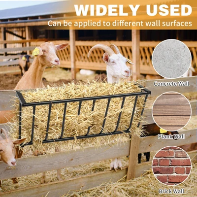 SEVOBAL Pet Bowl Heavy Duty Wall Mounted Hay Feeder, Large Capacity Livestock Feeding Rack For Horses, Goats And Sheep, Black, 41.34"*13.78"*6.69" 4 SEVOBAL Pet Bowl Heavy Duty Wall Mounted Hay Feeder, Large Capacity Livestock Feeding Rack For Horses, Goats And Sheep, Black, 41.34"*13.78"*6.69" - Image 4