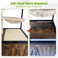 Litter Box Enclosure, Wooden Metal Frame Hidden Cat Washroom On Wheels With Hammock, Cat Tree With Litter Box Furniture, Cabinet -BlueBuffalo Sales Store GUEST ee2d66ac 0530 4a03 96c3 55741a30bf71
