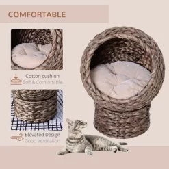 Handwoven Elevated Cat Bed With Soft Cushion & Cat Egg Chair Shape, Cat Basket Bed Kitty House With Stand,Cat Bed For Indoor Cats,23.5in H, Gray -BlueBuffalo Sales Store GUEST ee5e0739 058b 4089 8031 743cb9dec3fd