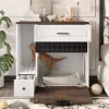 KTMBDW Cat Litter Box Enclosure, Hidden Litter Box Furniture, Farmhouse Indoor Cat House Washroom End Table
