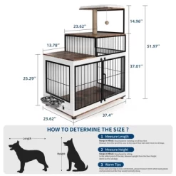 Multi-Functional Dog Crate Furniture - Cat Scratching Post, Resting Platform, Rotating Food Bowl, 2 In 1 Wood & Metal Pet Kennel Cage For Homes -BlueBuffalo Sales Store GUEST ef56810b a239 48d7 ac4a cd9f577230f7
