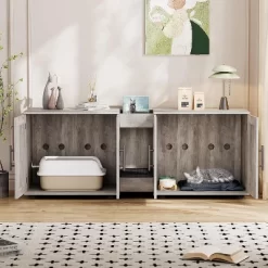 55 Inch Litter Box Enclosure For 2 Cats, Cat Litter Box Enclosure Furniture With Double Room, Hidden Litter Box Cabinet With Cat Door -BlueBuffalo Sales Store GUEST ef590cae 851c 4796 b65e 2b4bc233ca95