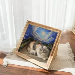 FairyLand™ - Oil Painting Cat Scratcher Bed – Cardboard Cat Scratching Lounge With Artistic Frame Design, Sturdy Corrugated Board, Cat Furniture