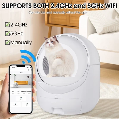 Self Cleaning Cat Litter Box, Automatic Cat Litter Box With App Control, Anti-pinch Device, 4 Highly Sensitive Gravity Sensors 1 Self Cleaning Cat Litter Box, Automatic Cat Litter Box With App Control, Anti-pinch Device, 4 Highly Sensitive Gravity Sensors