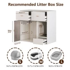 ATJafurn Cat Litter Box Enclosure, 37.4'' Furniture Style Hidden Litter Box Cat Cabinet With Storage For Large Cats White -BlueBuffalo Sales Store GUEST f102d078 60b3 4d51 9924 89f063a606db