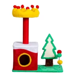Karl Home 29.5 Inch Christmas Multi-level Cat Tower With Cat Condo Perch Sisal Scratching Posts