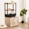 VEVOR Cat Litter Box Enclosure, Hidden Litter Box Furniture With 2 Storage Shelves & 2 Baskets, Wooden Cat Washroom Indoor