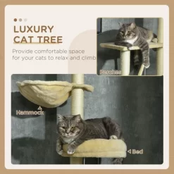 Kumasinova 91"-98.5" Adjustable Floor To Ceiling Cat Tree With Hammock,Cat Tower With Scratching Post,Multi-Level Cat Tree Tower Activity Center,Beige -BlueBuffalo Sales Store GUEST f1cd92a4 1a2e 4529 bb14 e66ec2b260d4