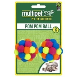 Multipet Assorted Pom Pom Ball Cat Toy 2 Pk