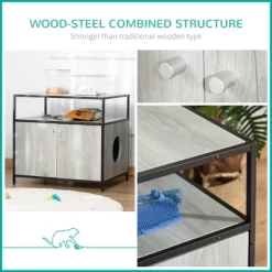 Gulches PawHut Wooden Cat Litter Box Enclosure With Magnetic Doors & Storage - Gray -BlueBuffalo Sales Store GUEST f24937f4 9231 4992 b089 eb703c64b605