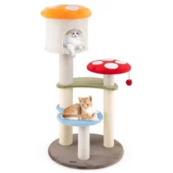Tangkula Cute Mushroom Cat Tree 48" Tall Cat Tower W/ Sisal Scratching Posts Top Condo -BlueBuffalo Sales Store GUEST f27ede7c aef4 4edb 8b19 d63d183732bb