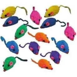 Zanies 20 X Cat Toy Rainbow Fur Mice That Rattle