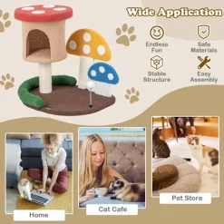 Costway 23.5 Inch Tall Mushroom Cat Activity Center With Scratching Board & Spring Ball -BlueBuffalo Sales Store GUEST f2d8bca9 96e3 4cea 9fc2 358d87b1db41