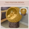 LOVMOR 23.5" H Handwoven Elevated Cat Bed With Soft Cushion & Cat Egg Chair Shape