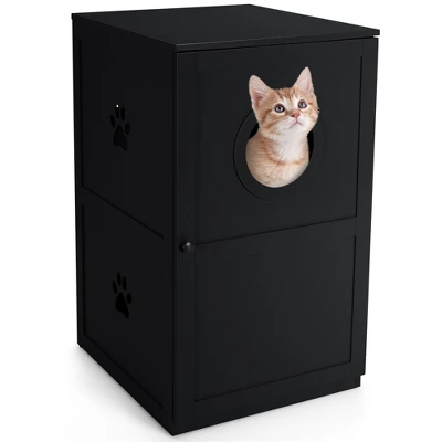 Costway 2-tier Litter Box Enclosure Furniture Hidden Cat House W/ Anti-toppling Device 3 Costway 2-tier Litter Box Enclosure Furniture Hidden Cat House W/ Anti-toppling Device - Image 3