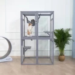 DOMETOUR Wooden Cat Catio Outdoor Cat Enclosure Cat House With Platforms, Sunshine Board, Hammock, Door, Kitten Cage -BlueBuffalo Sales Store GUEST f3dfa721 5bd7 4101 b574 e1d60db5ce56