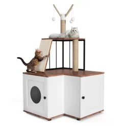 Modern 2-in-1 Cat Tree And Litter Box Enclosure With Odor-Resistant Surfaces, Multi-Level Tower, Durable Climbing Posts, Removable Pompom Sticks 9 Modern 2-in-1 Cat Tree And Litter Box Enclosure With Odor-Resistant Surfaces, Multi-Level Tower, Durable Climbing Posts, Removable Pompom Sticks -BlueBuffalo Sales Store GUEST f43eb46a 5873 4bef b9ab 886901e15931