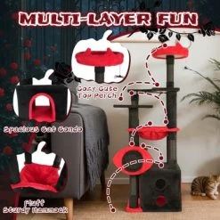 Angel Sar 53" Gothic Cat Tree With Condo, Hammock & Perch, Large Cat Tower With Scratching Posts And Spider Toy For Indoor Cats, Red & Black -BlueBuffalo Sales Store GUEST f4646d9e c428 49a7 8261 20e1fac450d9