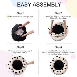 Boersma Donut Cat Bed – Plush Round Washable Pet Bed With Non-Slip Bottom For Indoor Cats, Kittens, Puppies & Small Dogs, Black Dot -BlueBuffalo Sales Store GUEST f497cd24 b666 40fa a18a cbd5f2fe0f67