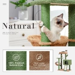 DOMETOUR 41"H Cactus Cat Tree Cat Tower, Cat Climbing Frame With Sisal Scratching Post, Cat Condo, Plush Perch, Hammock, Dangling Ball -BlueBuffalo Sales Store GUEST f5041179 4a45 4be6 b748 7d01266ea870