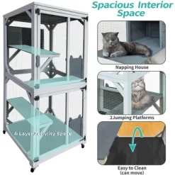 Kumasinova 30.7" Catio Enclosure With Sleeper&Wheels,Outdoor Cat House With 4 Platforms,Weatherproof Asphalt Roof&Large Kitten Apartment Cage Shelter 7 Kumasinova 30.7" Catio Enclosure With Sleeper&Wheels,Outdoor Cat House With 4 Platforms,Weatherproof Asphalt Roof&Large Kitten Apartment Cage Shelter -BlueBuffalo Sales Store GUEST f52c4ab9 fbb4 494e 98a6 d4a21b7d93e4 1