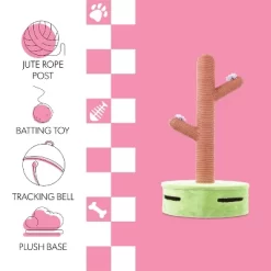 Rosa Modern Jute Cactus Cat Scratching Post With Flower Toys And Built-In Bell Toys -BlueBuffalo Sales Store GUEST f55c82be cf95 430e ad98 6c0dc7df8a79