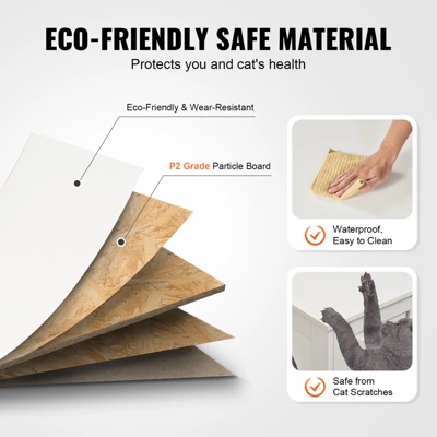 VEVOR Cat Litter Box Enclosure For 2 Cats, Litter Box Furniture Hidden With Double Rooms, Wooden Cat Box Cabinet, 47.2"L X 18.5"W X 19.7"H, White 6 VEVOR Cat Litter Box Enclosure For 2 Cats, Litter Box Furniture Hidden With Double Rooms, Wooden Cat Box Cabinet, 47.2"L X 18.5"W X 19.7"H, White - Image 6