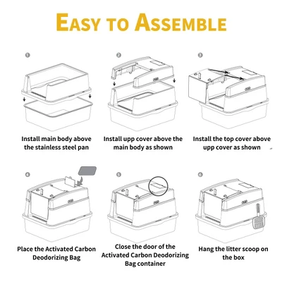 All For Paws Allforpaws Cat Litter Box Hooded Stainless Steel Base 5 All For Paws Allforpaws Cat Litter Box Hooded Stainless Steel Base - Image 5