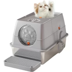 Stainless Steel Cat Litter Box With Lid 15.35'', Large Enclosed Metal Kitty Box With Removable Top & Scoop, Dog Proof, Odor Free -BlueBuffalo Sales Store GUEST f606fb17 3b04 484c 842a f11d2856b9cb