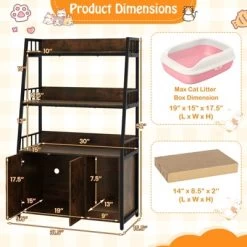 Tangkula Cat Litter Box Enclosure Hidden Cat Washroom Cabinet W/3-Tier Shelves Charging Station Winding Entry & Scratching Board Versatile Storage -BlueBuffalo Sales Store GUEST f6c90185 f183 4e78 ac8b 00a190aa0cba