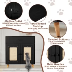 EROMMY Cat Litter Box Enclosure With Drawer, Hidden Litter Box Cabinet With Slot Row, Ventilation For Living Room, Bedroom, Wood -BlueBuffalo Sales Store GUEST f710a71f 90c1 40f7 8623 18b0ee9e8a83