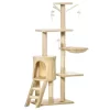 FURNIinspire Pet Tower Interactive Cat Condo Tower Activity Tree House, Pet Tower, Cat Tree Cat Playhouse, Cat Climbers, Beige, 19.78"*13.75"*52.75"