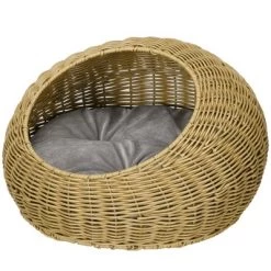 PawHut Rattan Cat Bed, Wicker Cat House Basket With Washable Cushion For Small Indoor Cats And Dogs, Light Brown -BlueBuffalo Sales Store GUEST f8166d39 3efd 47c0 ad3c 4658db2ae184