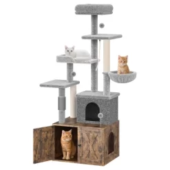 55" Cat Tree W/Litter Box Enclosure, All-In-One Multi-Level Tower W/Hammock & Scratching Posts -BlueBuffalo Sales Store GUEST f851270b fce6 45f6 82f9 ea04c2fa9d6e