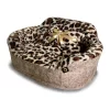 Precious Tails Leopard Princess Cat And Dog Bolster Bed - Taupe