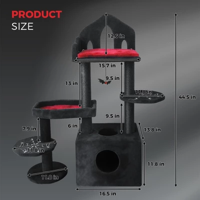 KTMBDW Cat Tree, 44.5-Inch Cat Tower For Indoor Cats, Plush Multi-Level Cat Condo With Scratching Posts, Perches, Caves, Hammock 3 KTMBDW Cat Tree, 44.5-Inch Cat Tower For Indoor Cats, Plush Multi-Level Cat Condo With Scratching Posts, Perches, Caves, Hammock - Image 3