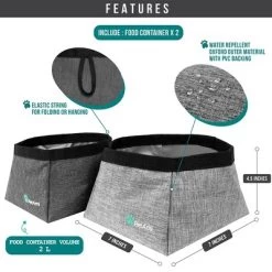 PetAmi Travel Dog Food Bag, Pet Cat Collapsible Bowls Set, Portable Foldable Waterproof Lining