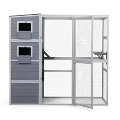 DOMETOUR Large Wooden Cat Enclosure With Waterproof Roof And Platforms Gray -BlueBuffalo Sales Store GUEST f9480c5a eaac 4c5f bebf 1654de410b7f