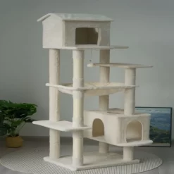 SEVOBAL Pet Tower 63-Inch Multi-Level Cat Tree With Plush Perches, Scratching Posts, Spacious For Play, Relaxation, Beige, 22.44"*11.42"*18.5" -BlueBuffalo Sales Store GUEST f963e57d c731 4d7c a3e6 51978b84b23c