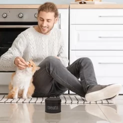 AuldHome Design Enamel Cat Treat Container, Small Retro Modern Farmhouse Pet Treats Jar Canister -BlueBuffalo Sales Store GUEST f9d5a635 1c7b 4135 80bb 2f44f7b4c716