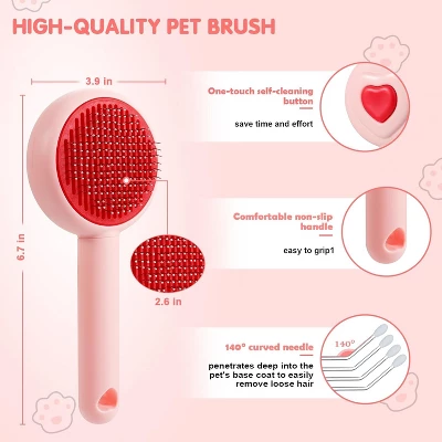 BABYYER Pet Hair Brush With Self Cleaning Button For Cat & Dog , Easy To Remove Loose Undercoat,Needle-tip Massage Beads,No Harm To The Skin 2 BABYYER Pet Hair Brush With Self Cleaning Button For Cat & Dog , Easy To Remove Loose Undercoat,Needle-tip Massage Beads,No Harm To The Skin - Image 2