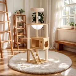 Kumasinova 48.8" Modern Cat Tree With Acrylic Hammock,Multi-Level Cat Tower With Scratching Post,Cat Tree Tower For Indoor Cats,Natural+White -BlueBuffalo Sales Store GUEST fa4334af 3e77 4910 9560 93bcf4e8509a