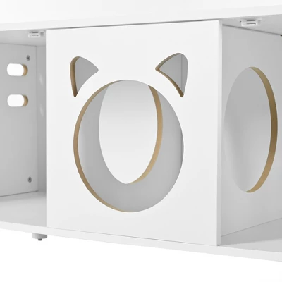 Cat Cabinet Cat House Cat Litter Box Enclosure With Sisal Cat Scratcher & Hooks, Sideboard Storage Cabinet, White - ModernLuxe 8 Cat Cabinet Cat House Cat Litter Box Enclosure With Sisal Cat Scratcher & Hooks, Sideboard Storage Cabinet, White - ModernLuxe - Image 8