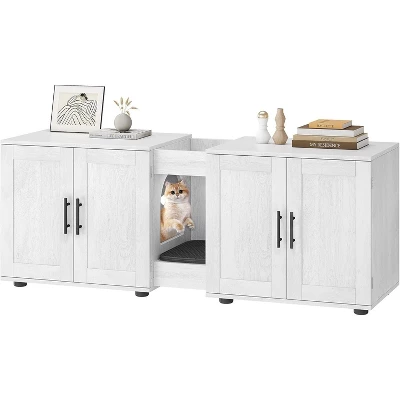 Double Cage Cat Litter Box Enclosure Furniture – Hidden Wooden Enclosed House For 2 Cats, 55" L X 17.7" W X 22.5" H – Discreet Odor-Control Design 10 Double Cage Cat Litter Box Enclosure Furniture – Hidden Wooden Enclosed House For 2 Cats, 55" L X 17.7" W X 22.5" H – Discreet Odor-Control Design - Image 10