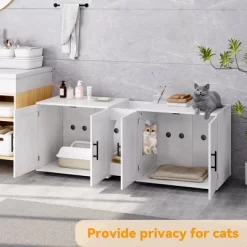 Whizmax Litter Box Enclosure For 2 Cats, Cat Hidden Litter Box Enclosure Furniture With Double Room, Wooden Enclosed Cat Litter Box Furniture,White -BlueBuffalo Sales Store GUEST fc319677 3fab 426e 93e5 e56071dc119a