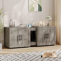 55 Inch Litter Box Enclosure For 2 Cats, Cat Litter Box Enclosure Furniture With Double Room, Hidden Litter Box Cabinet With Cat Door -BlueBuffalo Sales Store GUEST fce42674 dd64 476f b705 7e91debba41e