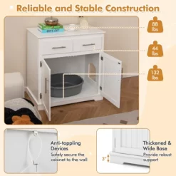 Tangkula Cat Litter Box Enclosure W/ 2 Drawers Double Doors Anti-Toppling Devices -BlueBuffalo Sales Store GUEST fd4e16c0 7e0f 48a0 b259 0d99fd628f42