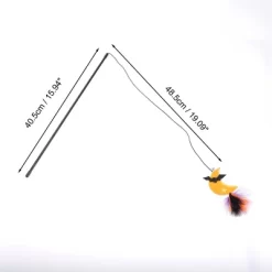 Unique Bargains Convenient Moon Pattern Cat Playing Rod Yellow Orange 1 Pc